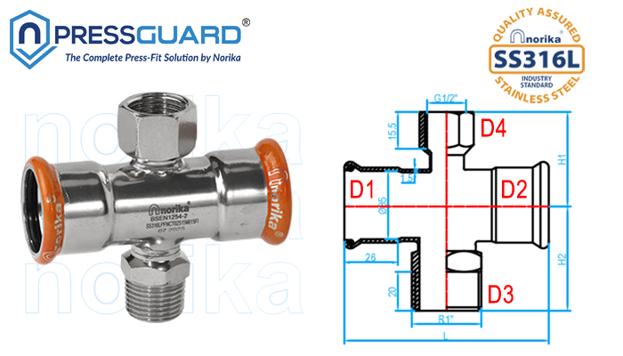 不锈钢316L卡压四通